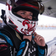 Sarah Montgomery, one of the three finalists, gearing up for a drive.